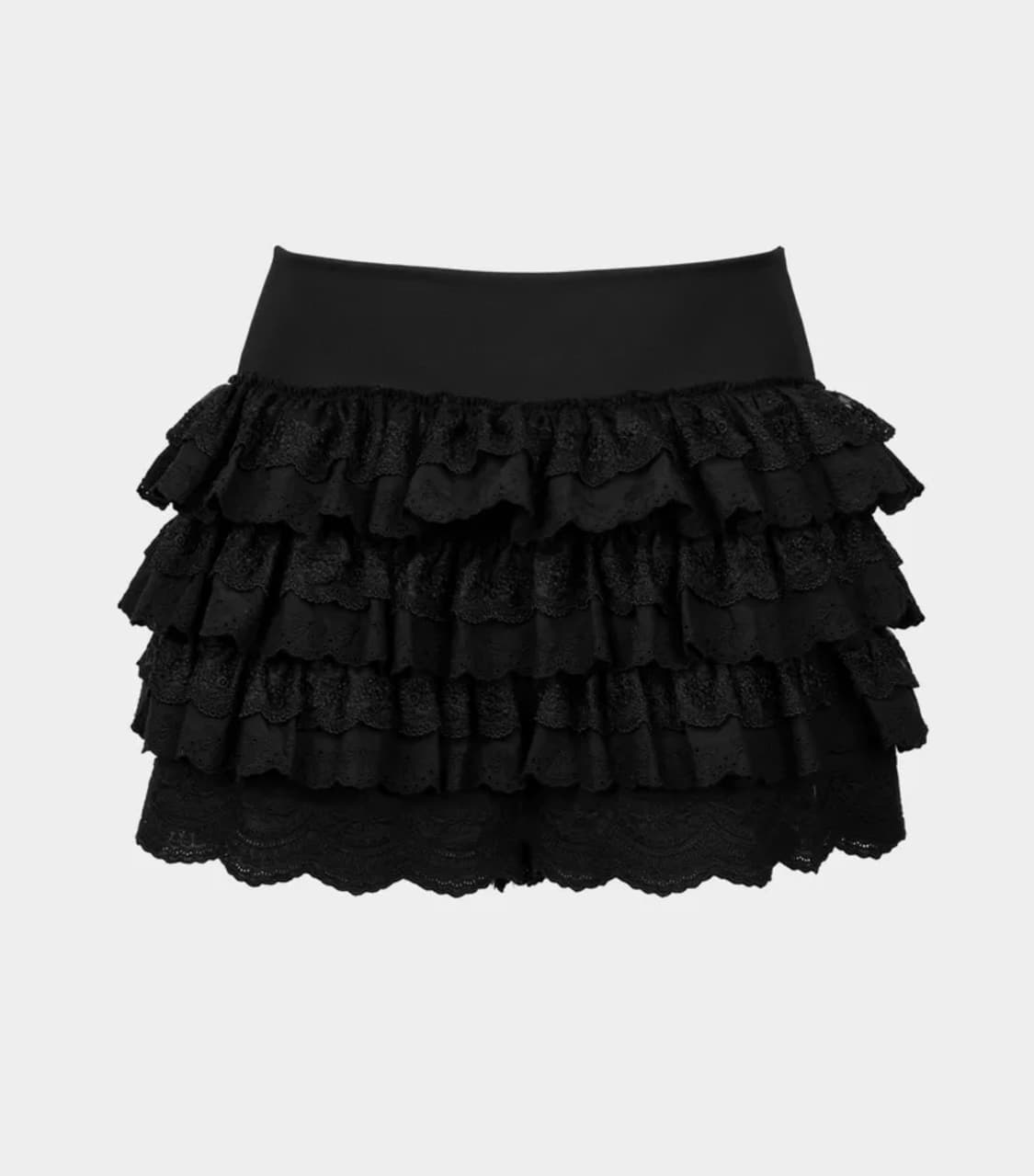 택o) 러프넥 레이스 튜튜 팬츠 스커트 블랙 상품이미지1