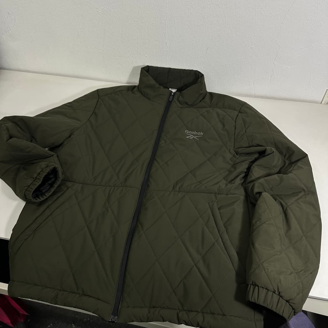 L 리복 카키 퀼팅 경량패딩 상품이미지1