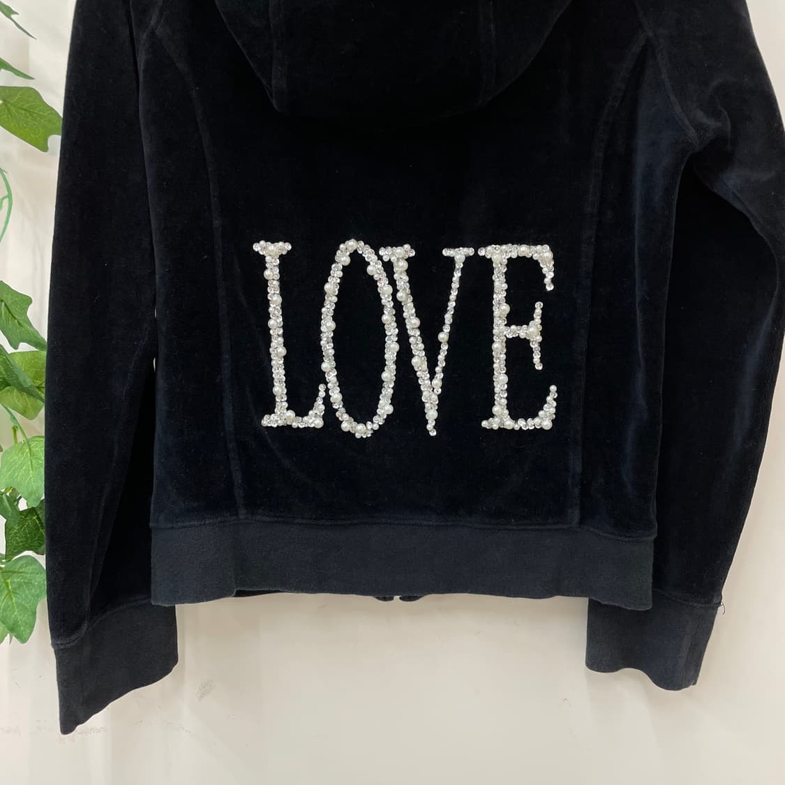 Rady 맥블링 갸루 쿠로갸루 y2k 블랙 벨루어 LOVE 후드집업 상품이미지6