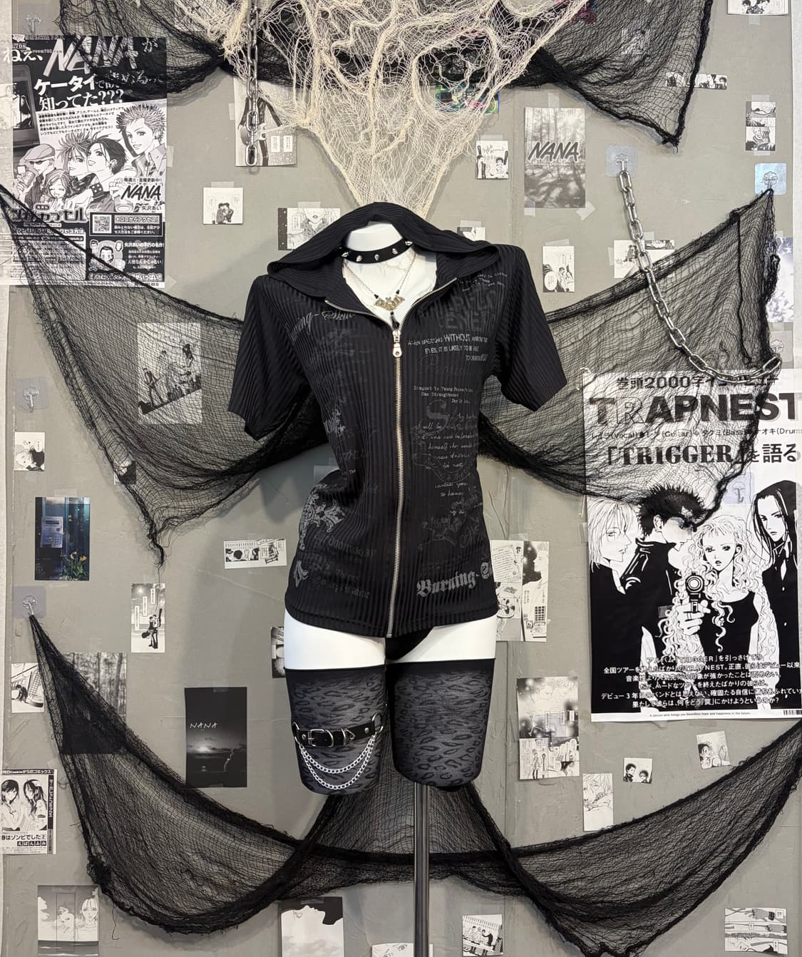 PUNK lettering skull halfsleeve hood zip 상품이미지2