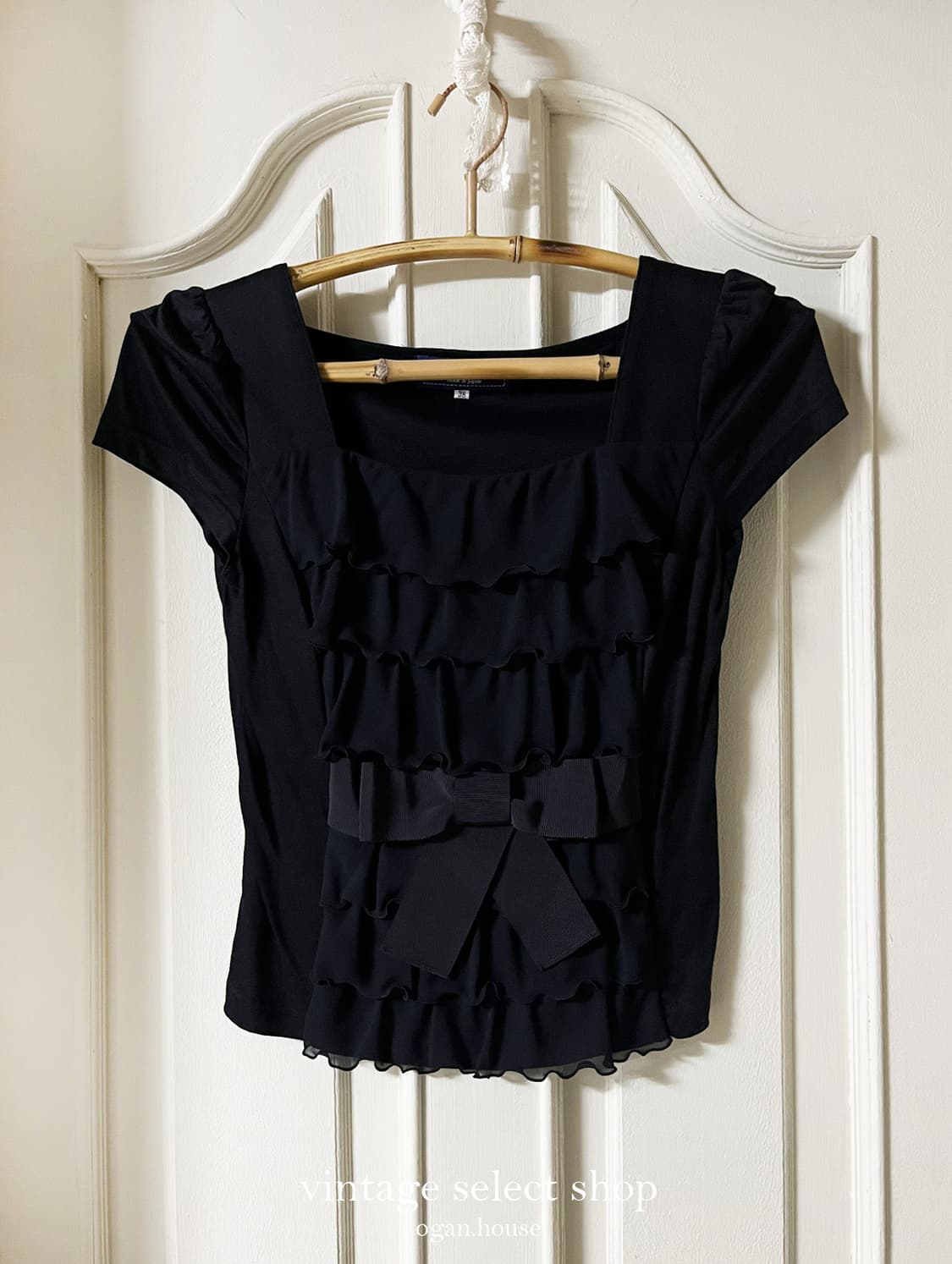 vintage black ribbon top 상품이미지1
