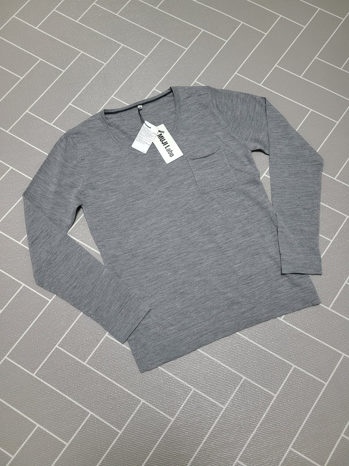 새상품)무인양품 무지 라보 울캐시미어 U넥 니트 티셔츠 L 상품이미지1