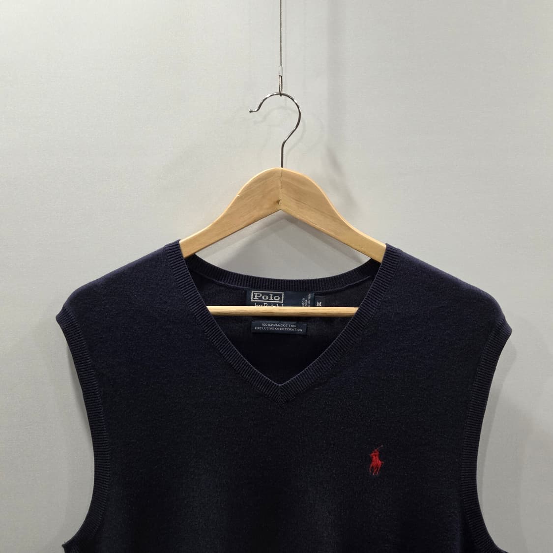 폴로랄프로렌 피마코튼 니트 베스트 네이비 M 상품이미지2