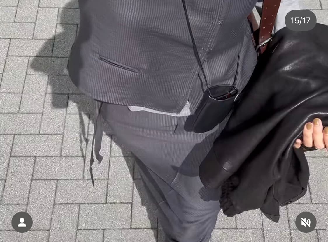 [M] 오에프씨 ofc 스트랩 스트라이프 스커트 챠콜 새상품 상품이미지3