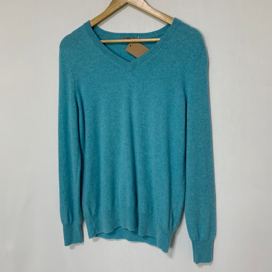 유니클로 캐시미어 100% 빈티지 니트 스카이블루 L 상품이미지2