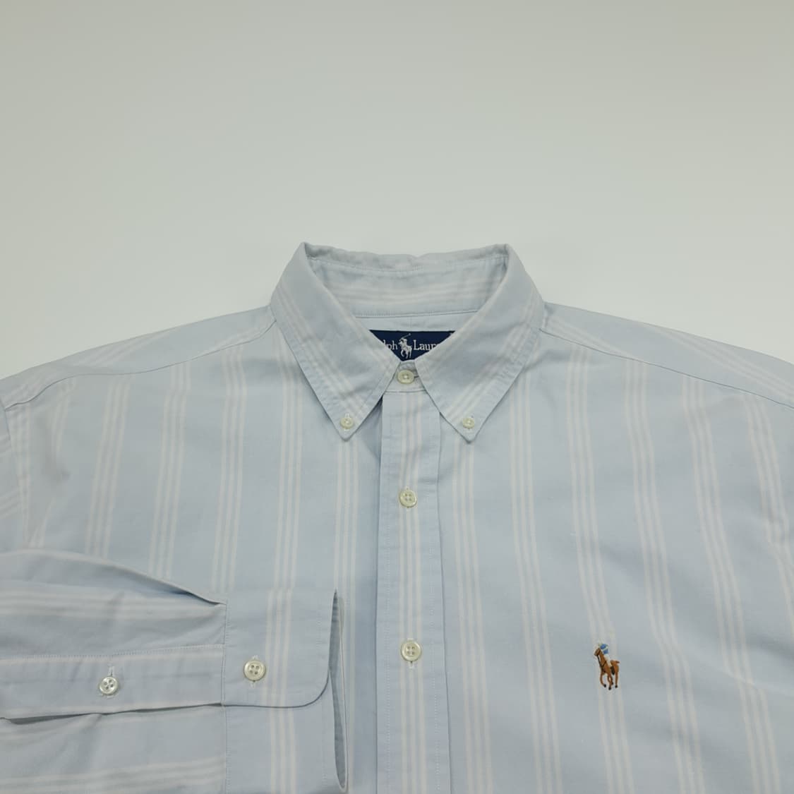 CN886 XL 폴로 랄프로렌 스카이블루 스트라이프 긴팔 셔츠 남방 상품이미지3