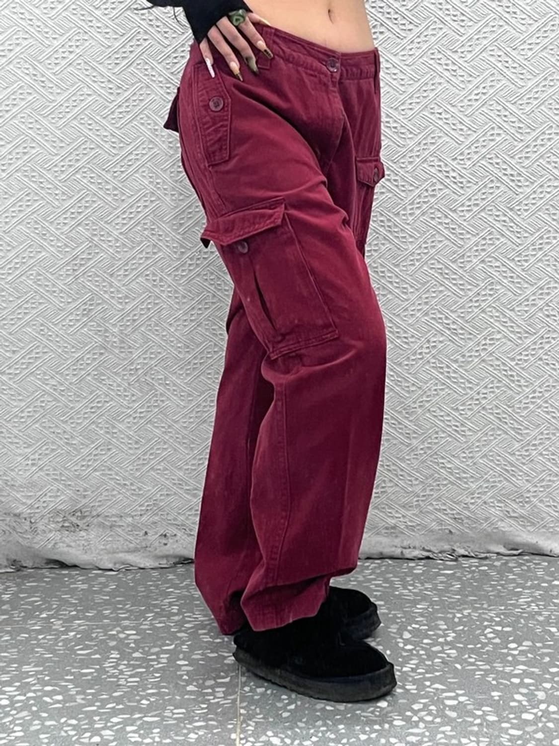 푸부 빈티지 레트로 버건디 와인 카고팬츠 35인치 C08117 상품이미지2