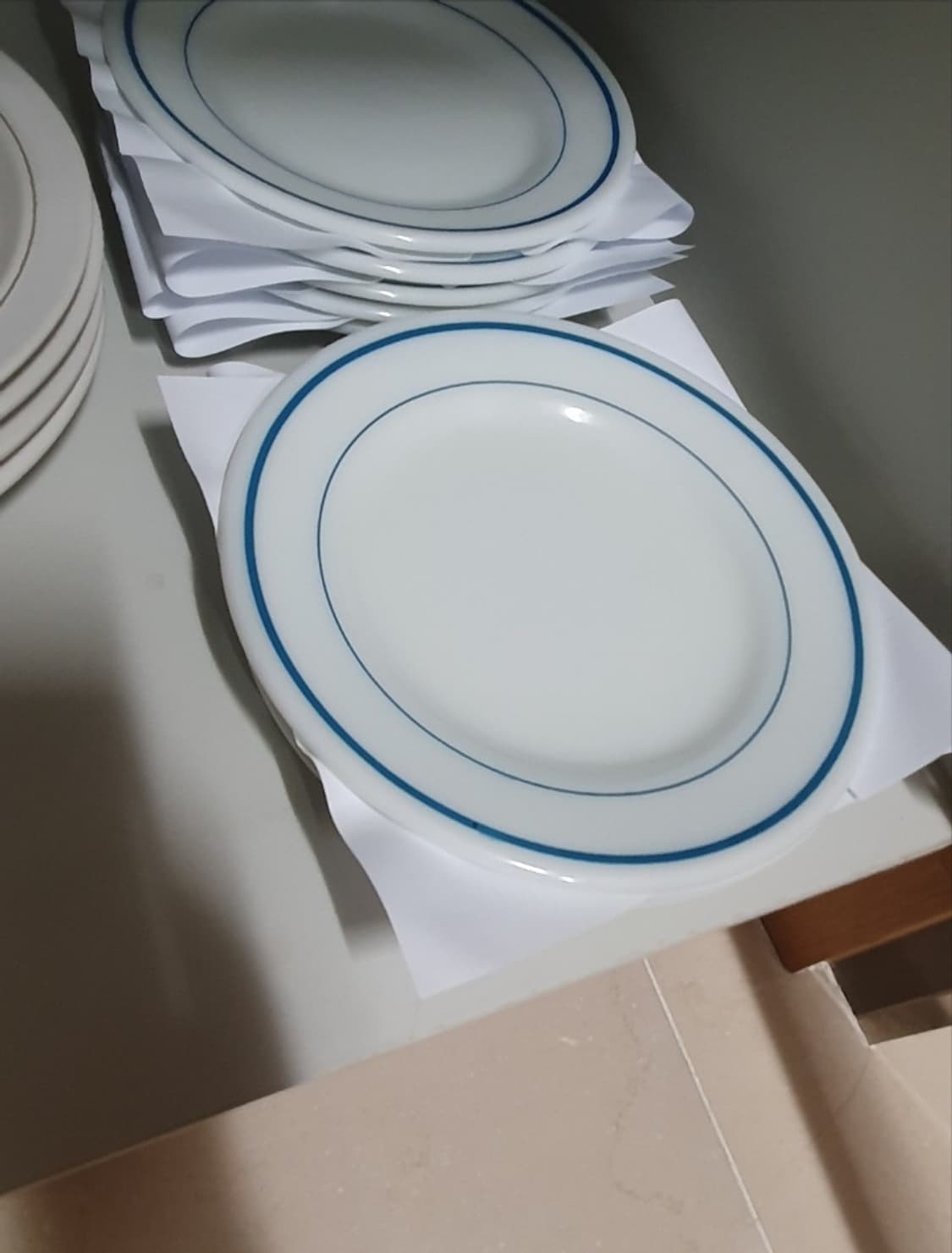 미국 블루밴드 밀크글래스 빈티지 접시(미사용) 상품이미지4