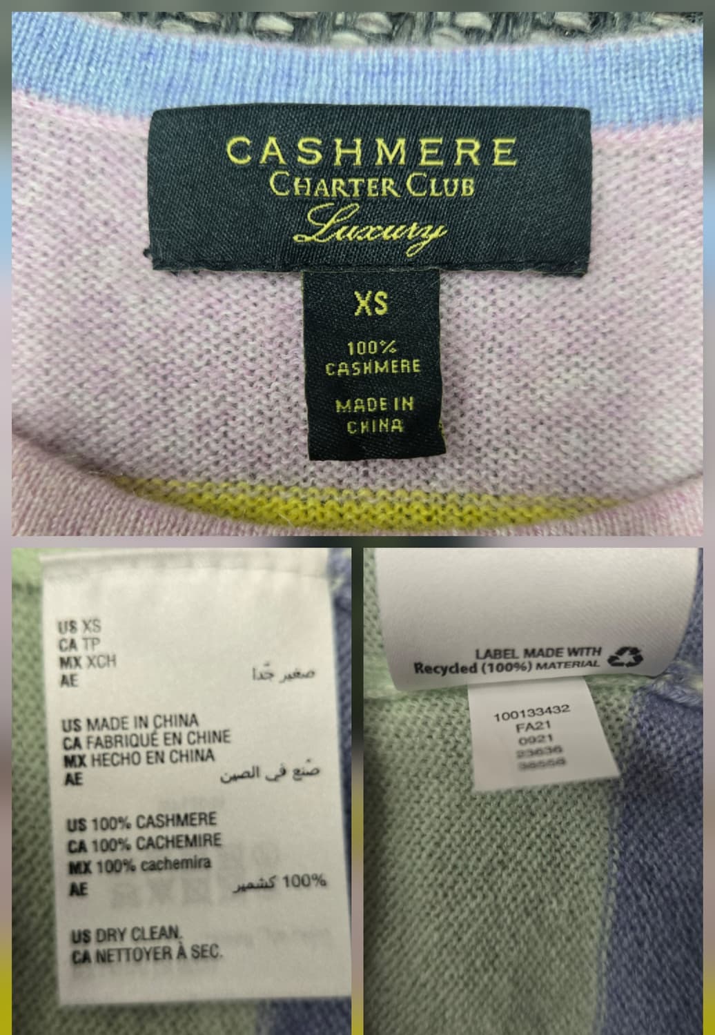 차터클럽 캐시미어100%니트 스트라이프 패턴 니트티 상품이미지8