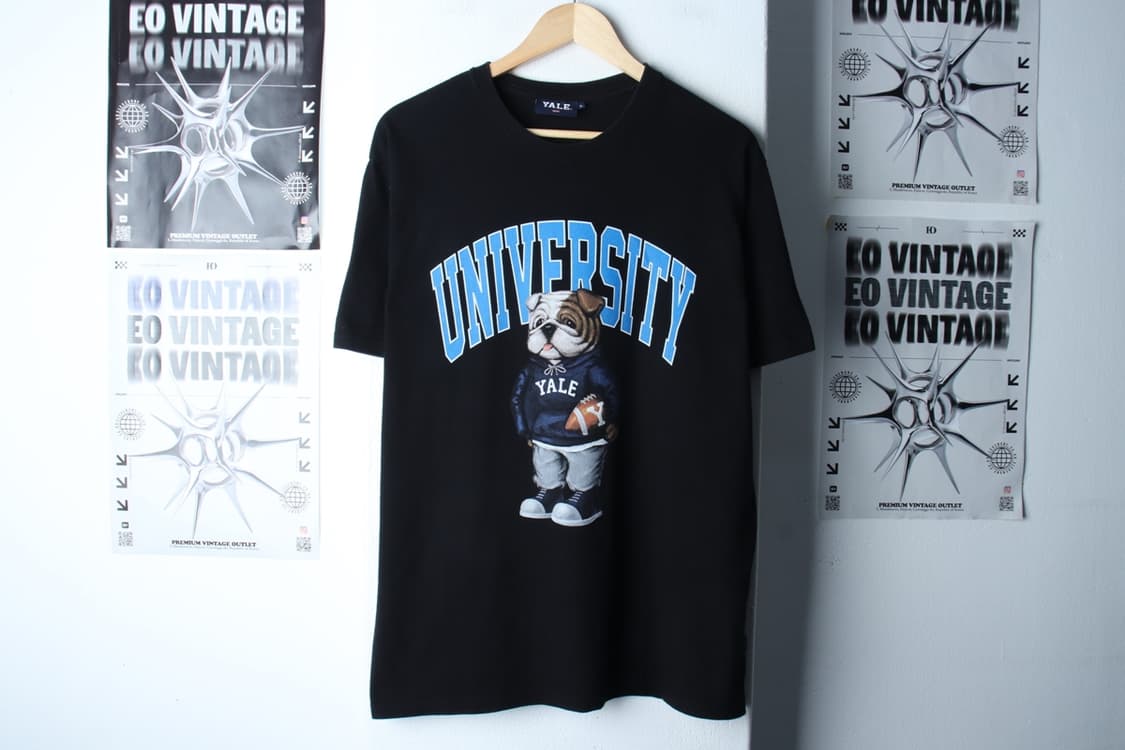 (L-XL) 예일 반팔 티셔츠 빅로고 불독 블랙 올드스쿨-7B59 상품이미지2