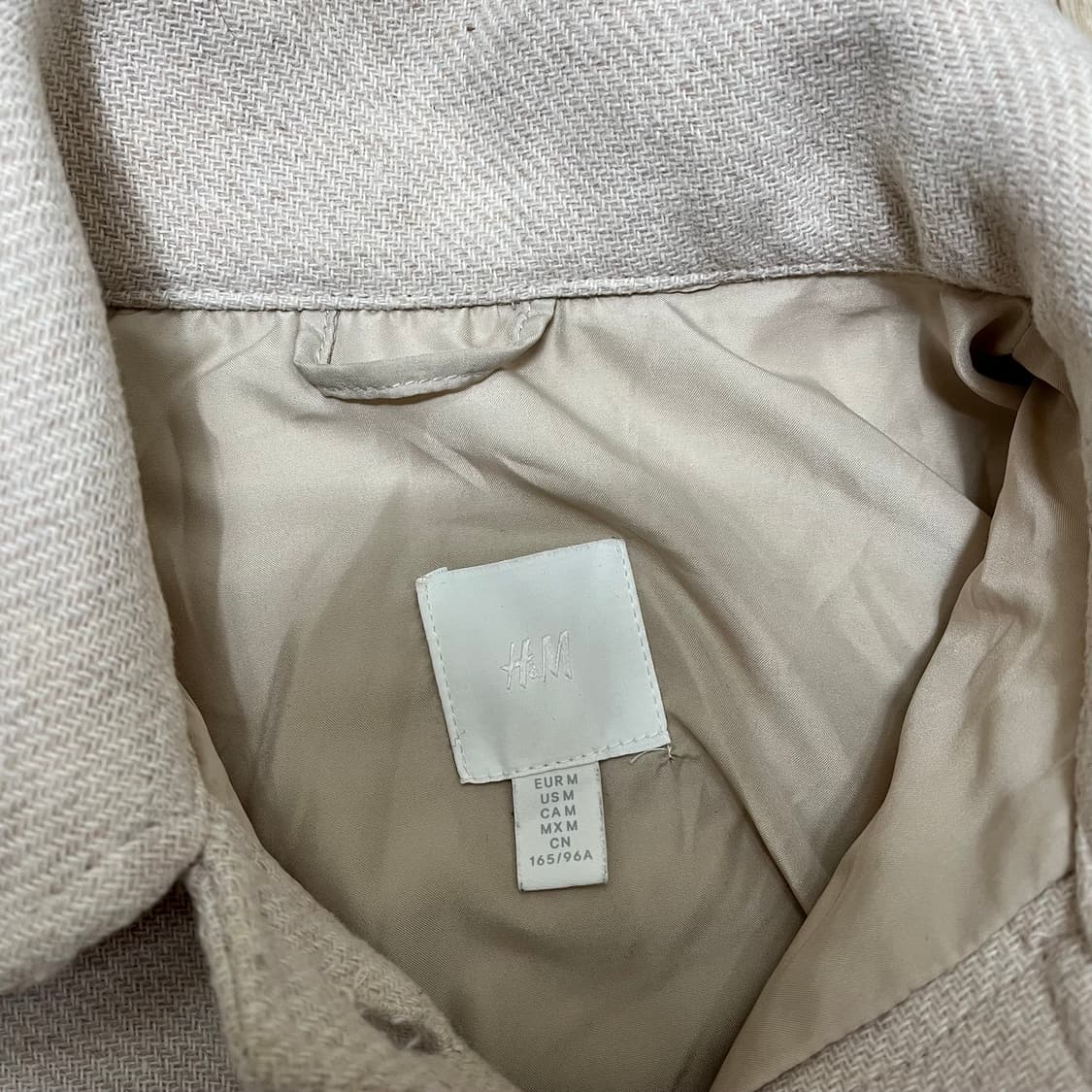 H&M 에이치앤엠 여성 오버핏 헤링본 울 셔켓 자켓 M(95) 상품이미지4