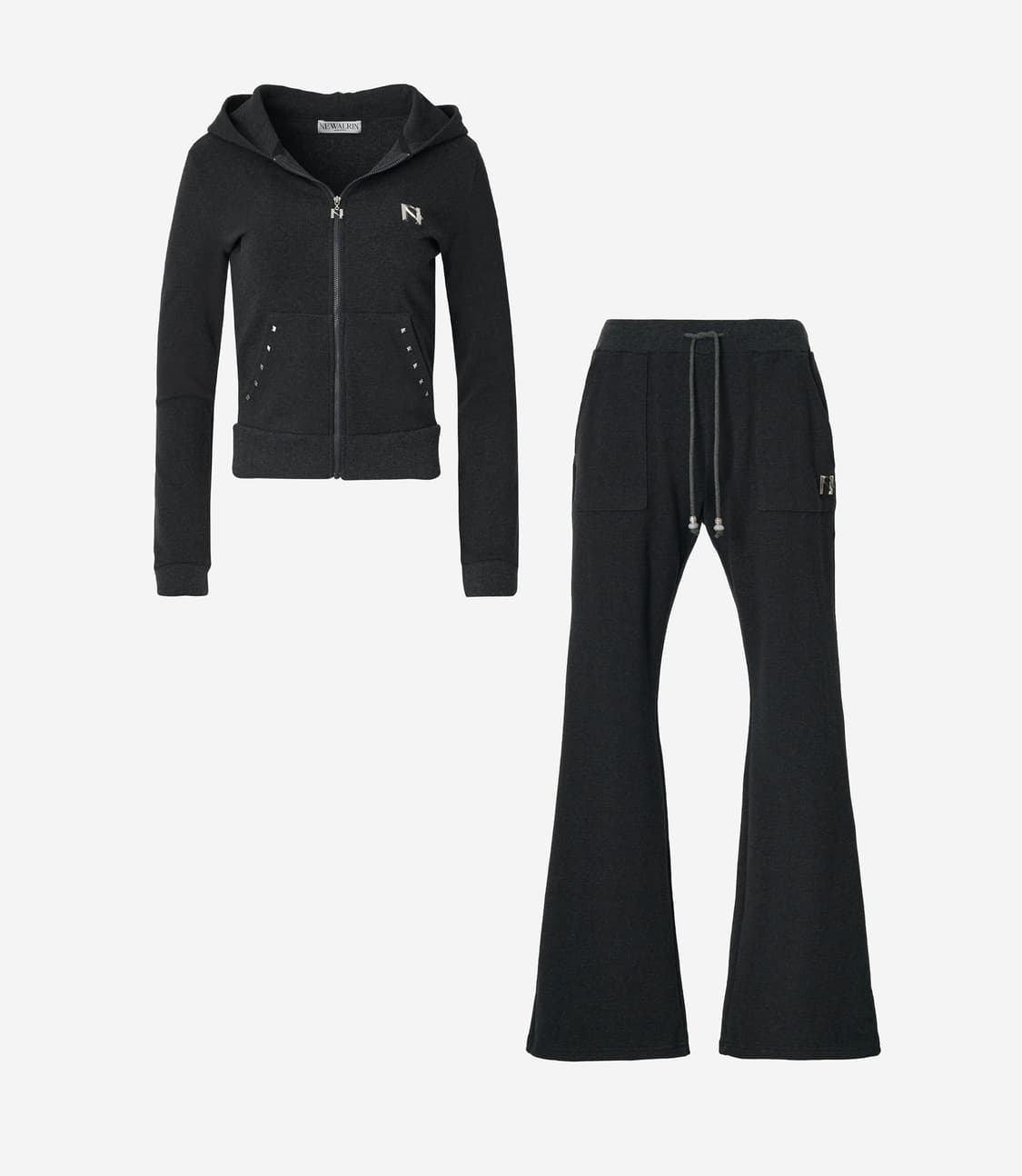(택o새상품)뉴얼린 엠블럼 스터디드 트레이닝 셋업 / 다크멜란지차콜 상품이미지2