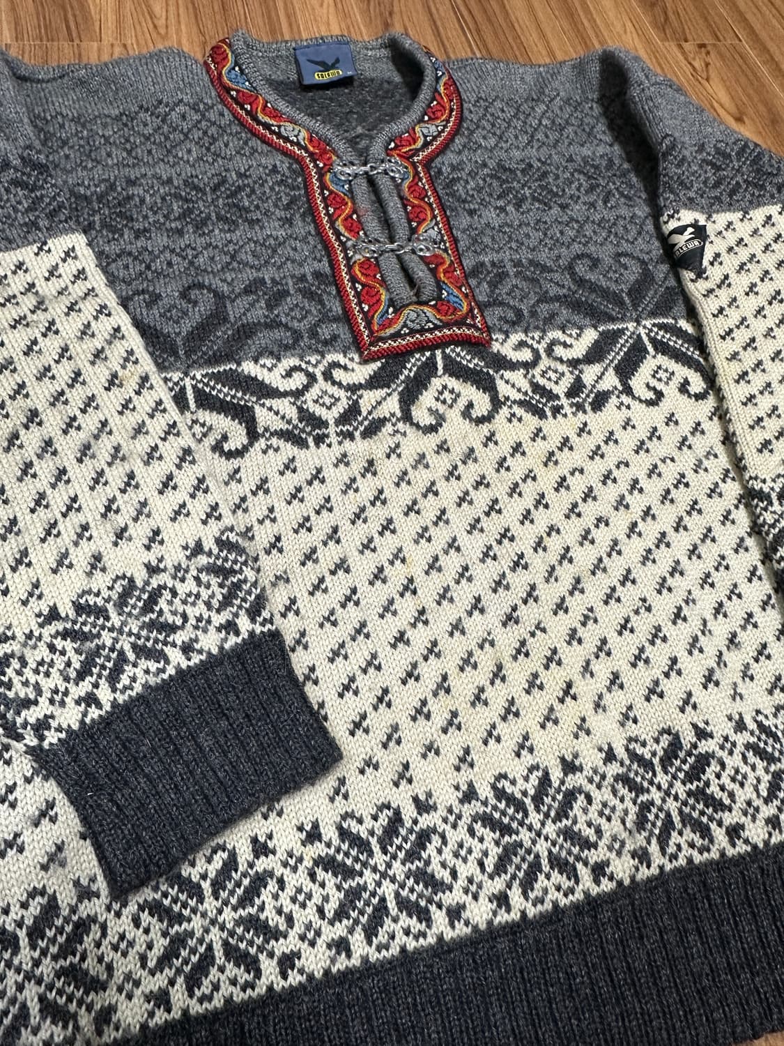 노르웨이산 빈티지 헤비울 노르딕 니트 스웨터 M 상품이미지3