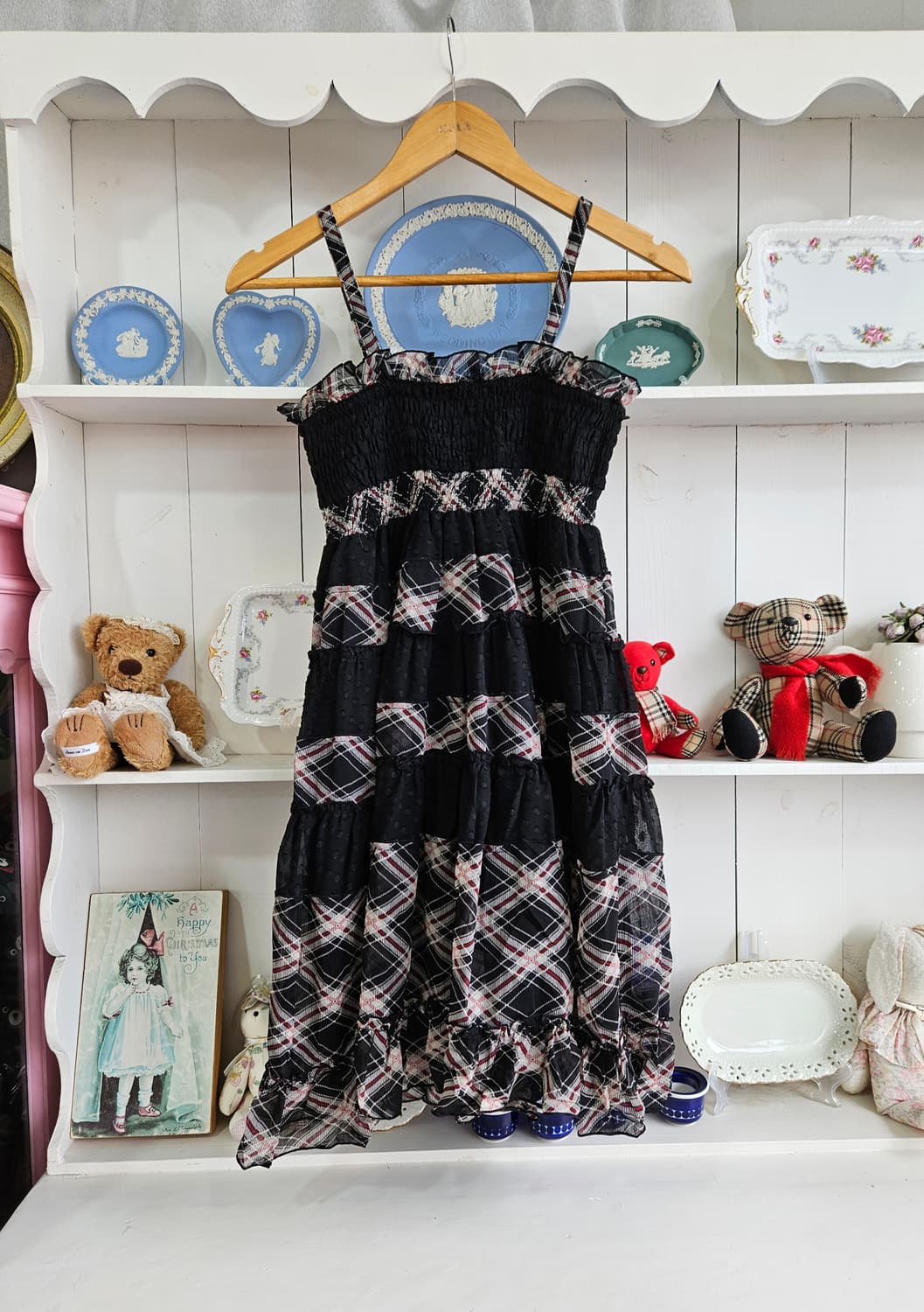 체크 캉캉 도트쉬폰 원피스 상품이미지4