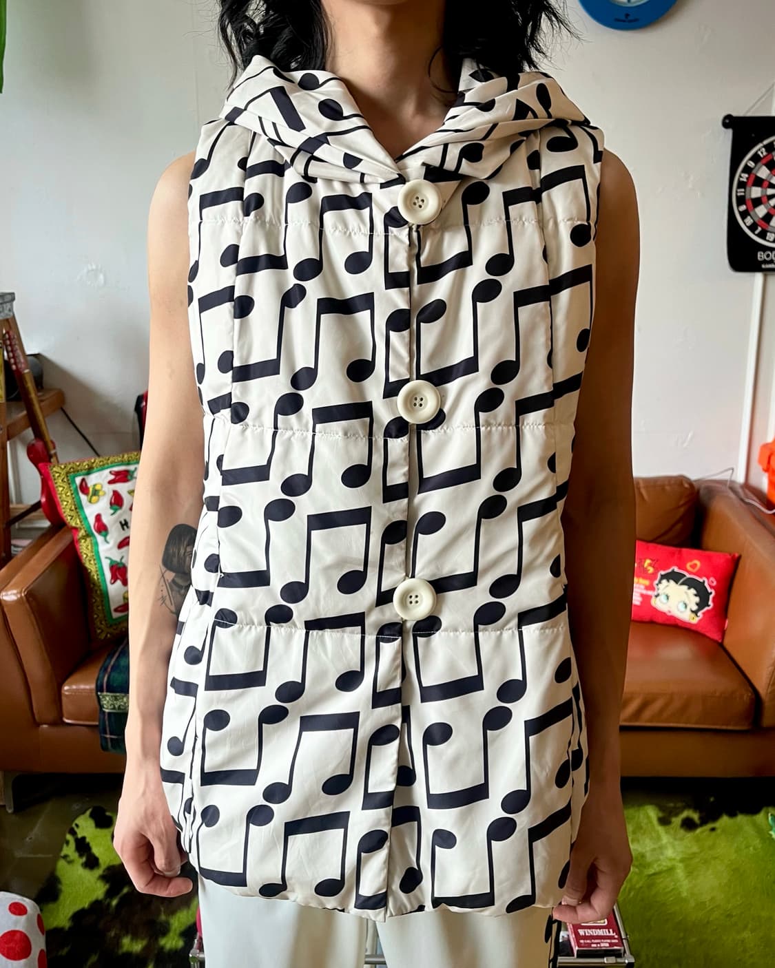 1980-90s ATSUKI ONISHI Music Print Vest 상품이미지2