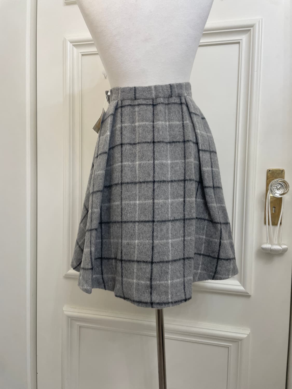 gray check pleats point midi skirt 상품이미지4