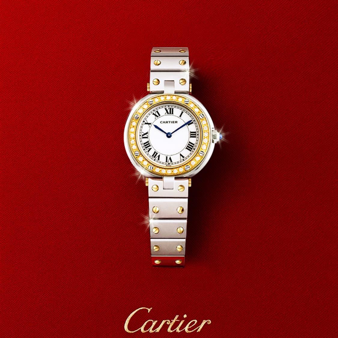 까르띠에 원형 산토스 콤비 여성 다이아몬드 시계 상품이미지8