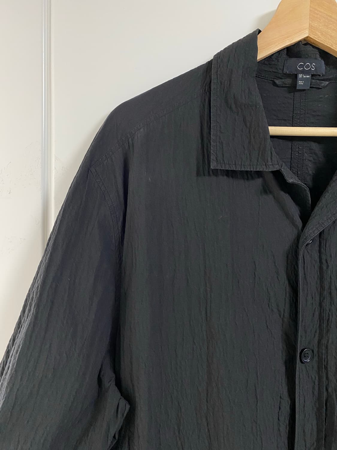 [L] cos 코스 시어서커 하프 셔츠 반팔 셔츠 블랙 상품이미지3