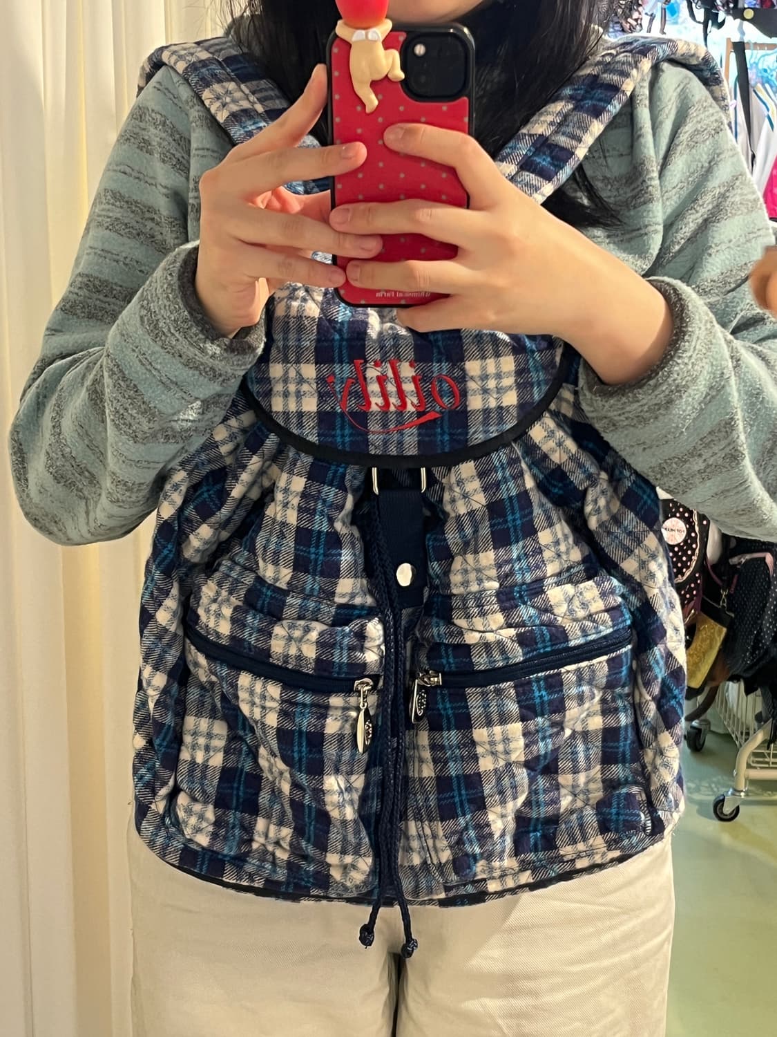 오일릴리 블루 체크 백팩🌀 상품이미지10