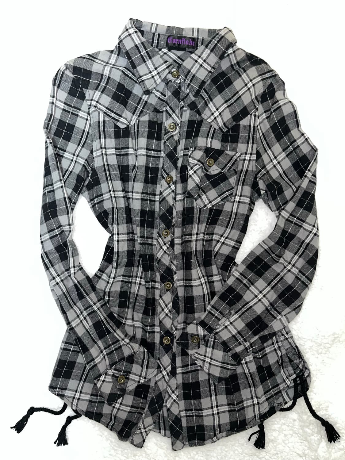 Cornflake) side-shirring plaid shirt 상품이미지1