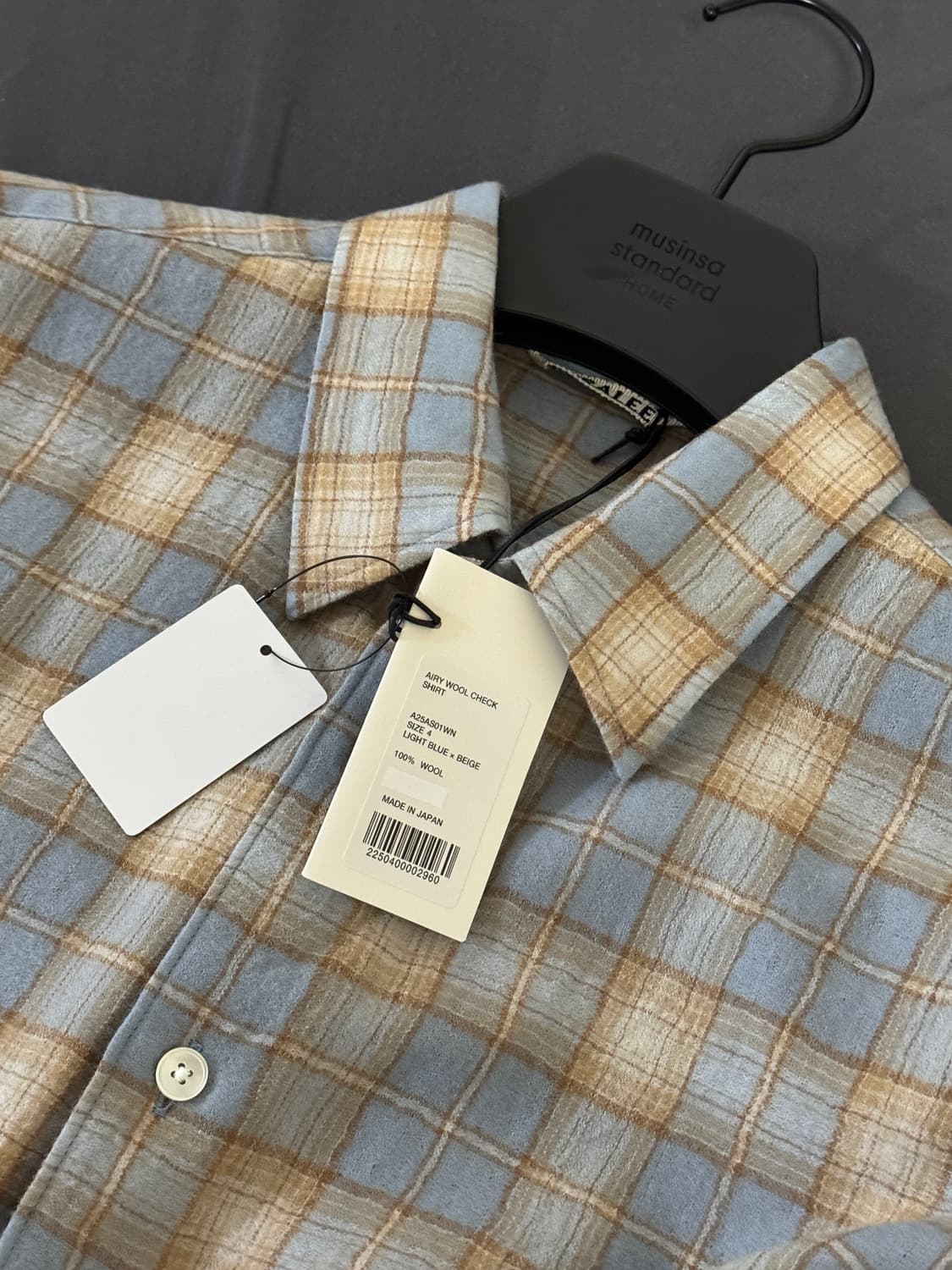 [4] 새상품 25AW 오라리 에어리 울 체크셔츠 라이트베이지 상품이미지2