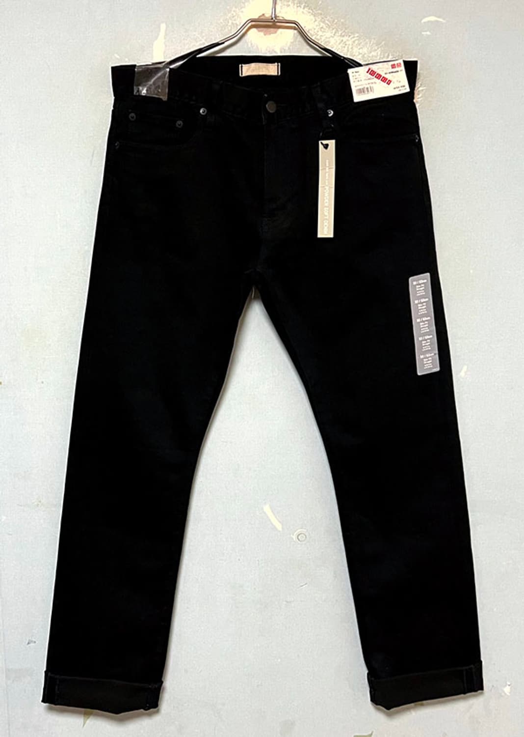 유니클로 남자 청바지 새상품 춘추 캐주얼 블랙진 스판 일자핏 L 32 상품이미지1