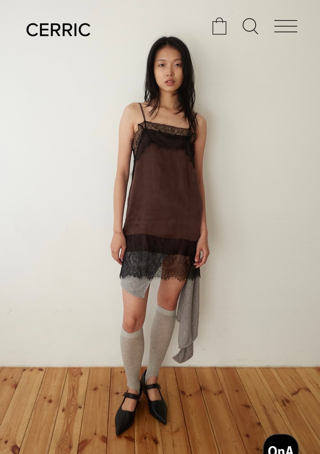 새상품) 세릭 레이스 슬립 드레스 브라운 상품이미지2