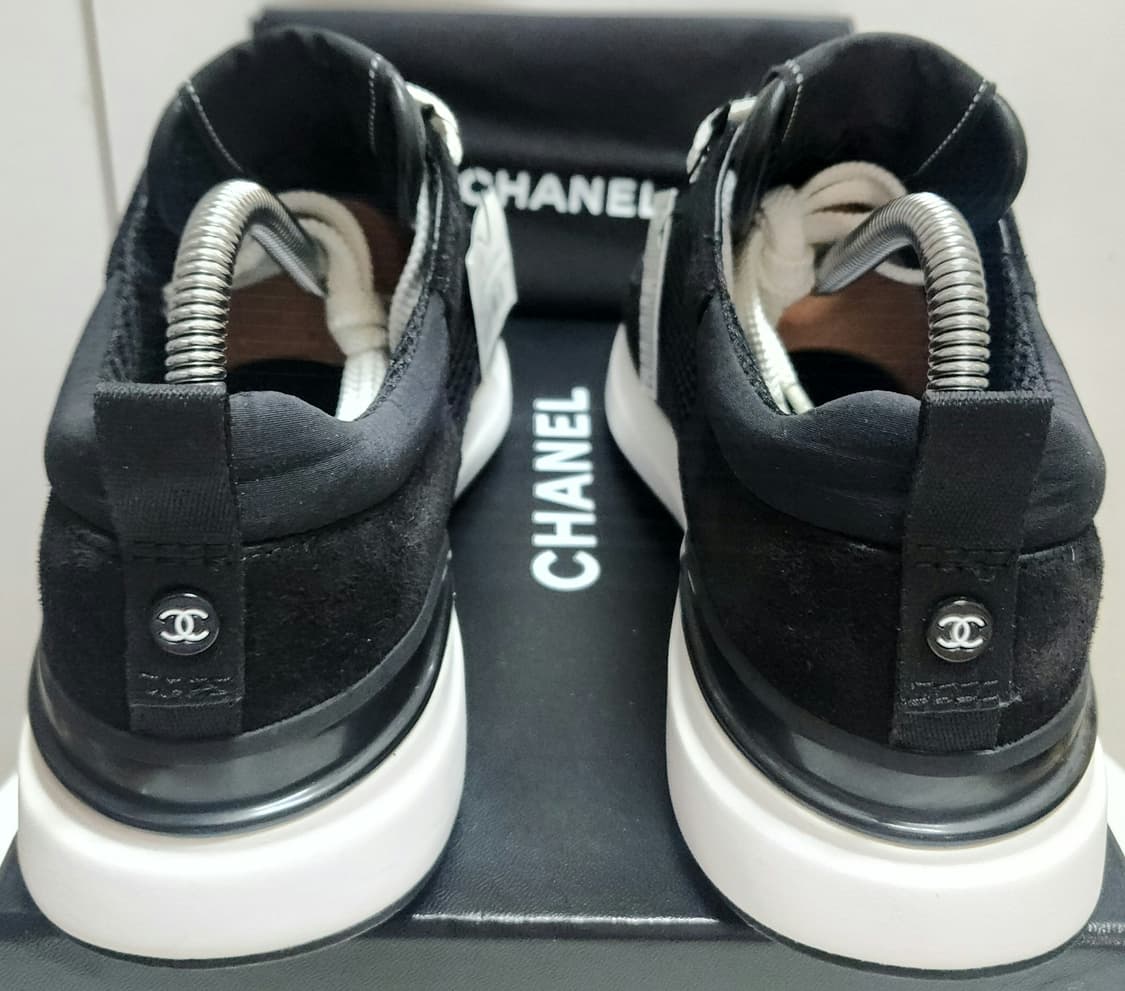 [정품) 샤넬 스니커즈 운동화 메쉬 스웨이드 카프스킨 테니스 37 새상품 상품이미지6