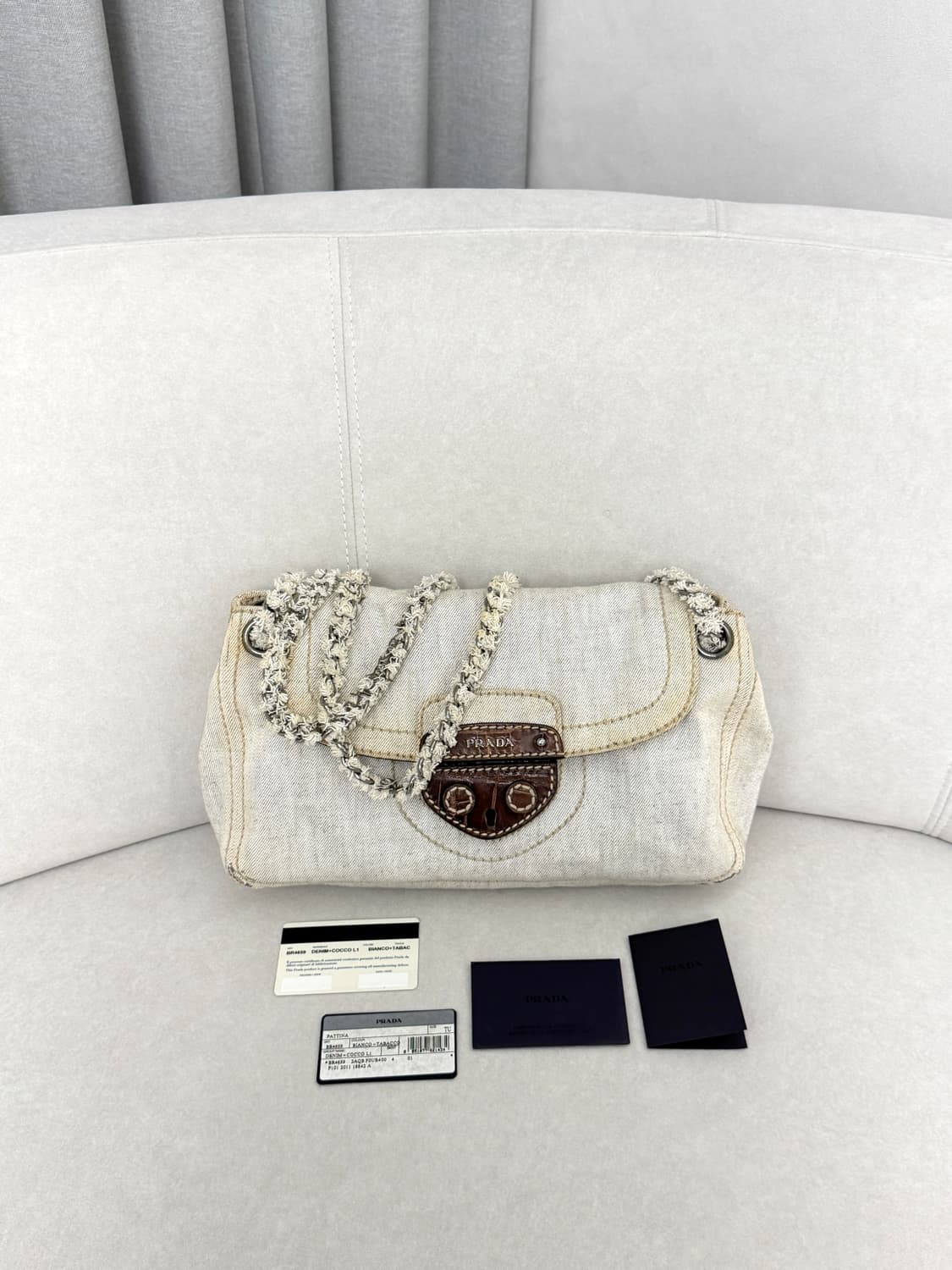 프라다 라이트 워시 데님 체인 숄더백 BR4659 상품이미지1