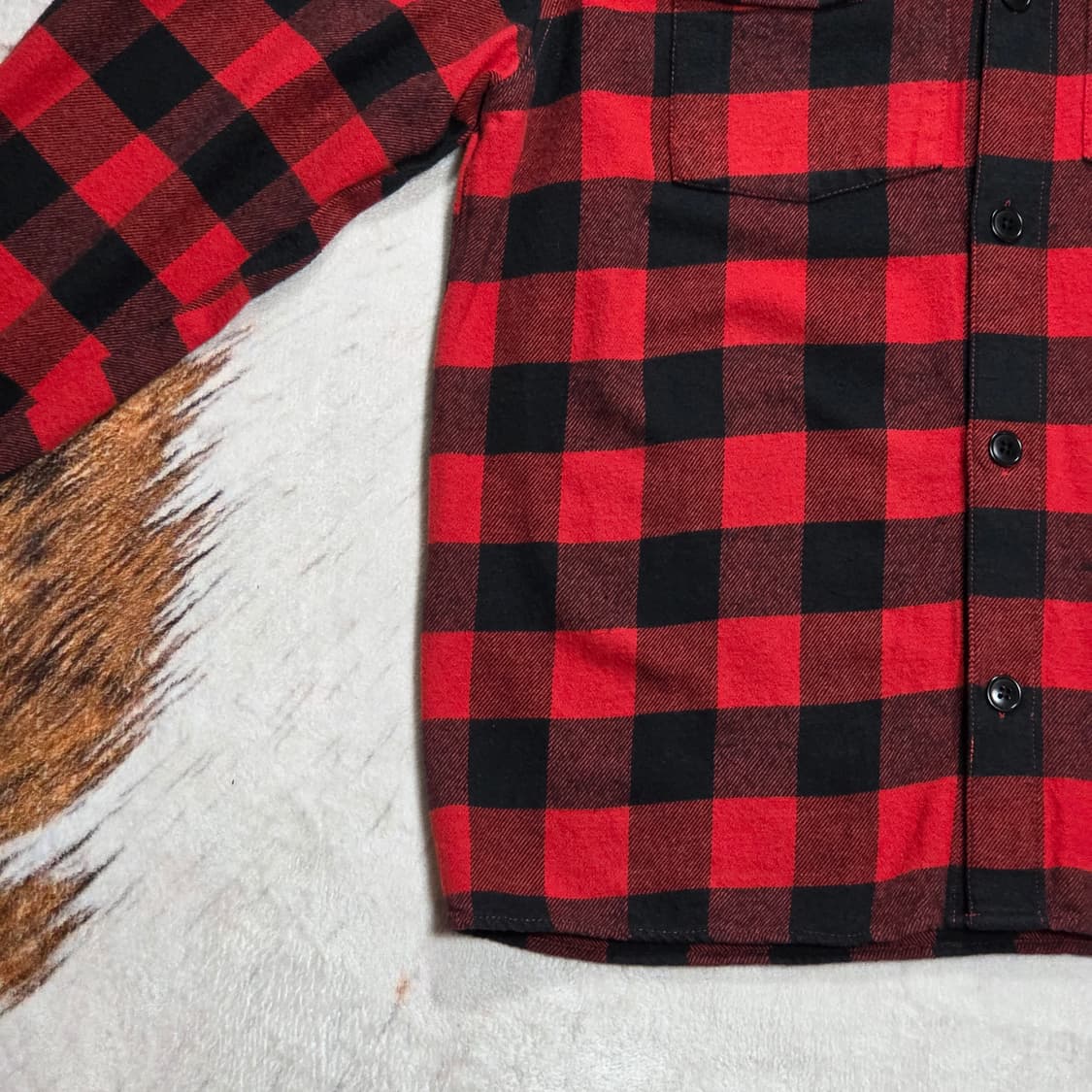 지프 레드 체크 코튼 셔츠 상품이미지3