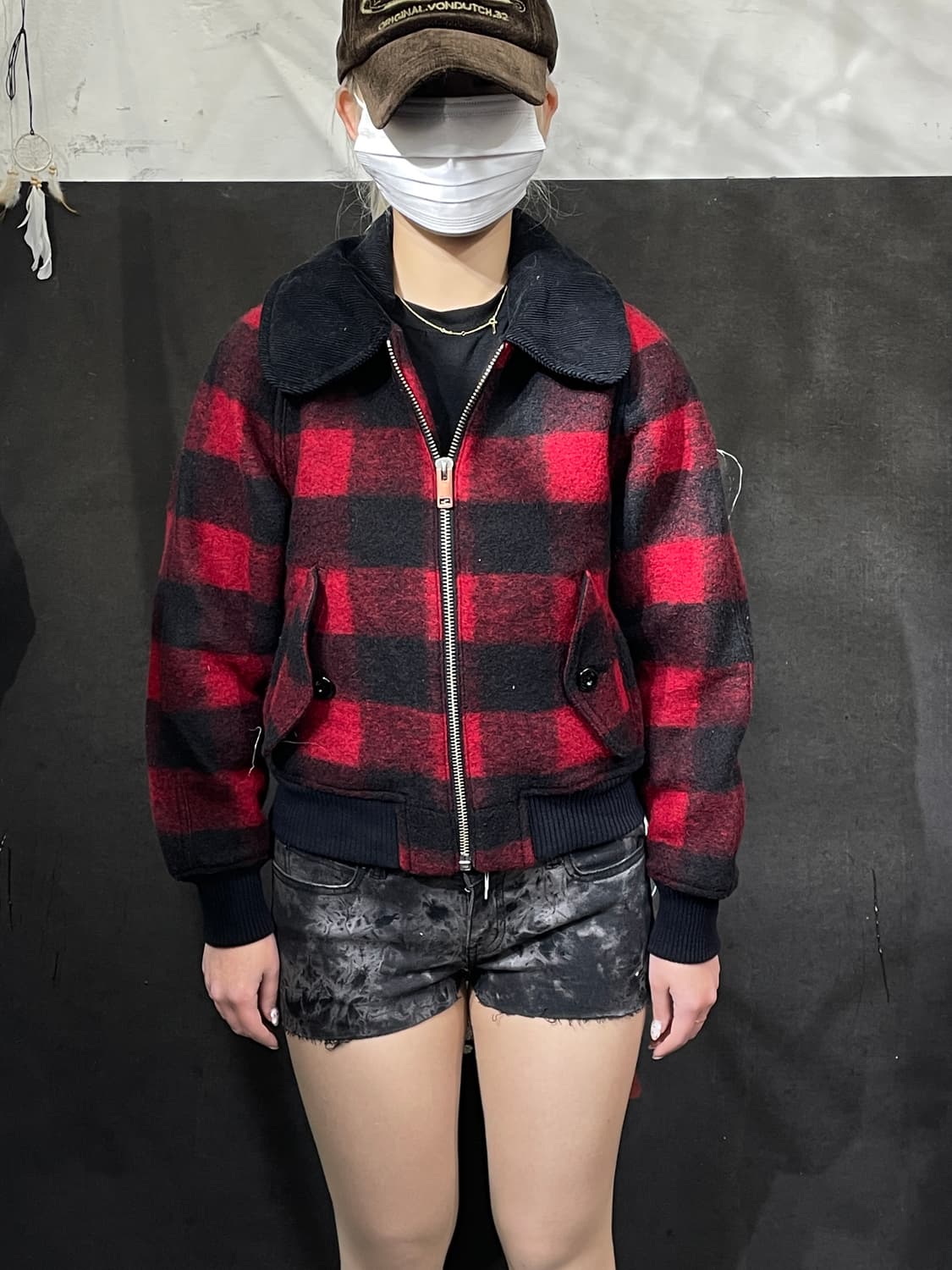 디젤 아카이브 타탄 체크 블루종 크롭 자켓 S 상품이미지3