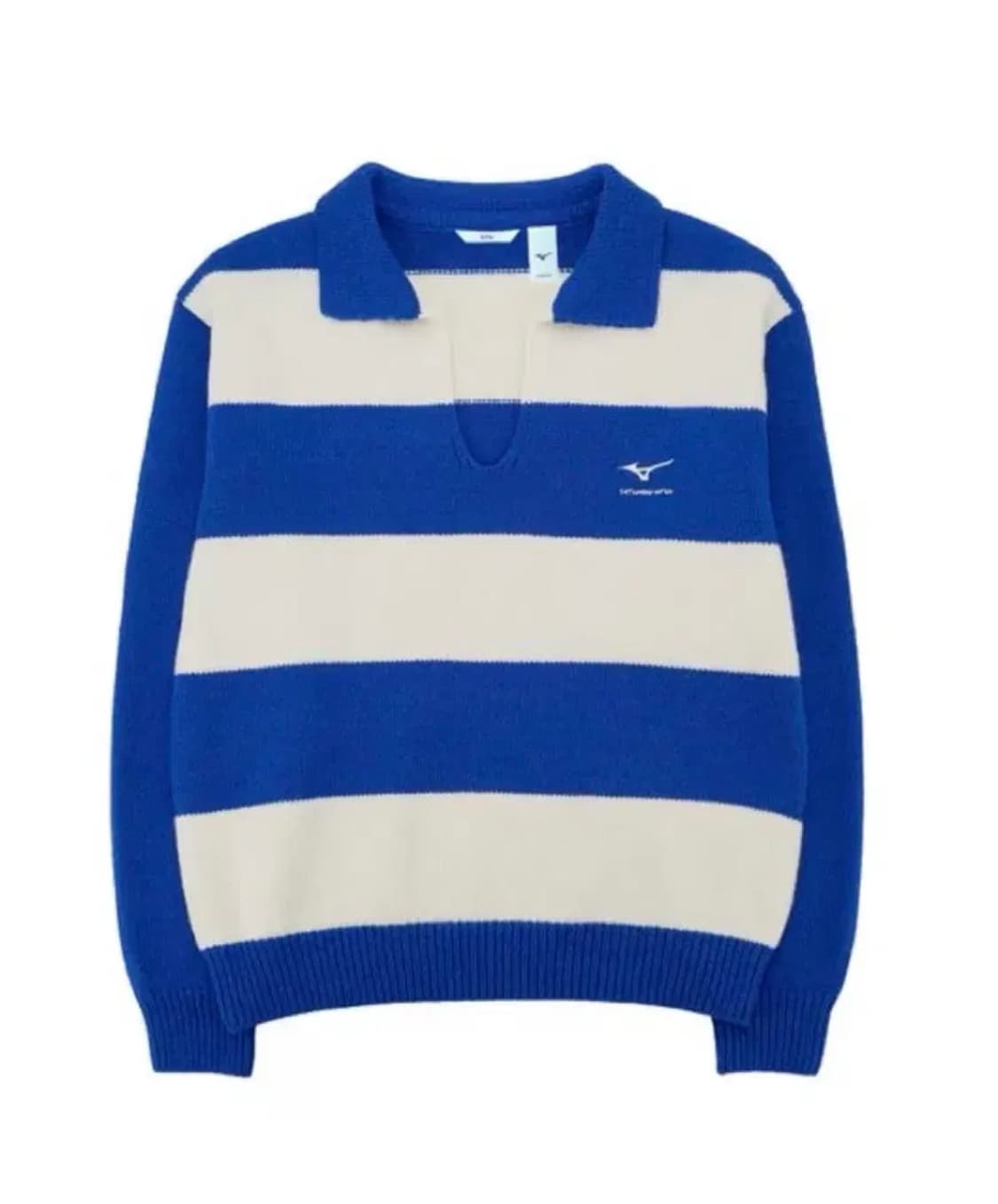 STU 미즈노 엠브로더리 스트라이프 카라 니트 L size 상품이미지1