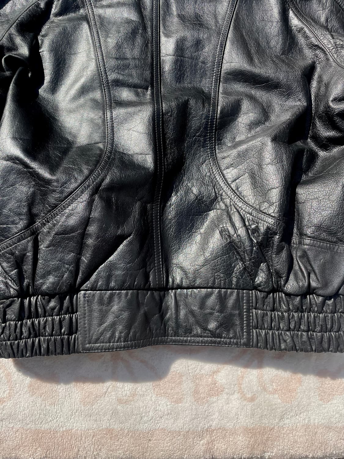 90s 빈티지 미니멀 레더 봄버자켓 상품이미지8