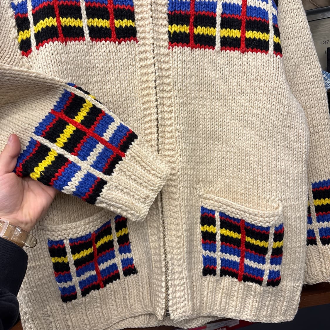 50s-70s lightning 지퍼 헤비 울 코위찬 집업 스웨터 N98 상품이미지4