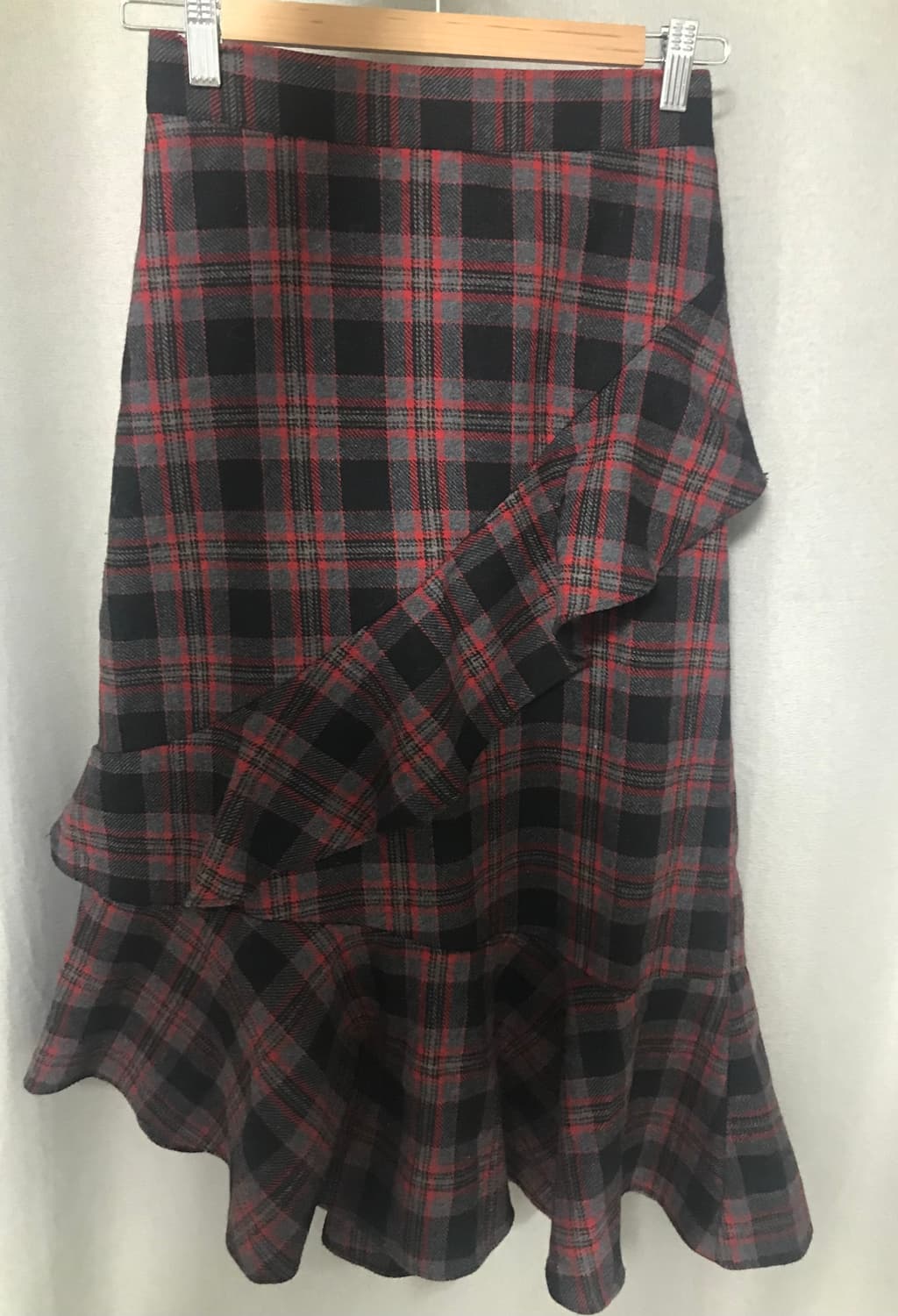 빈티지 러플 디테일 체크 스커트 상품이미지1