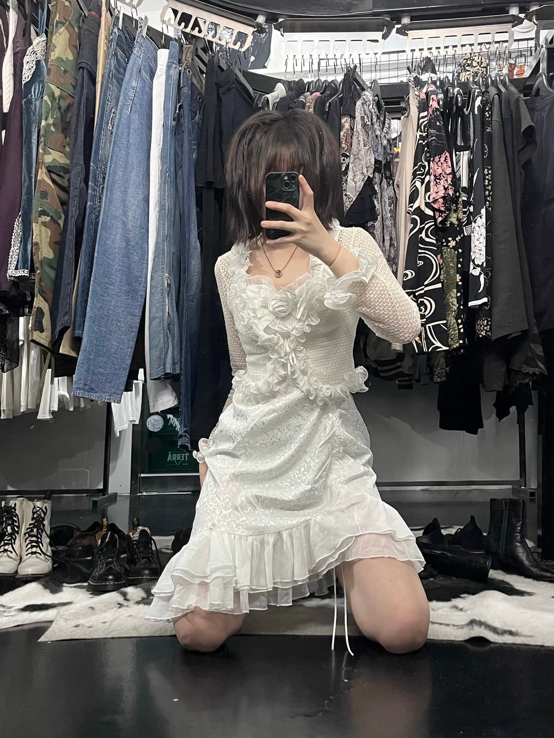 프릴 그물 가디건 상품이미지1