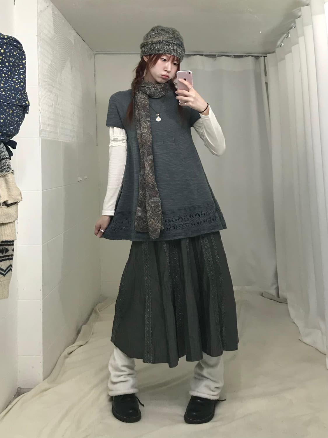 빈티지 눈꽃 너드 히피 모리 코디 세트 상품이미지3