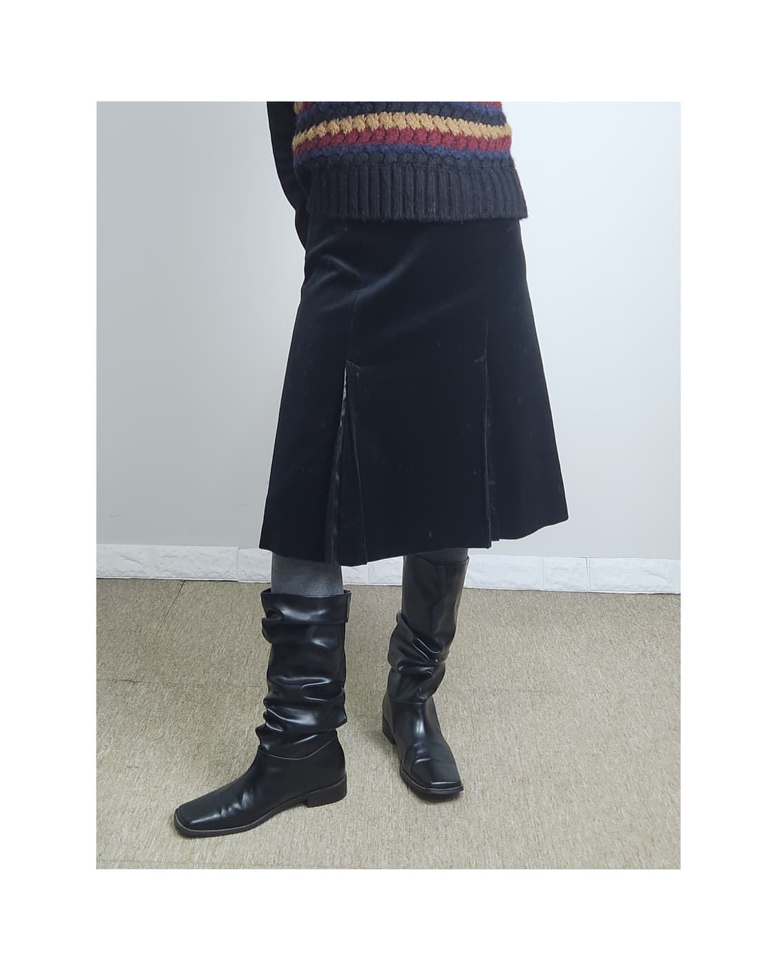 벨벳•코듀로이 플리츠 스커트 상품이미지1