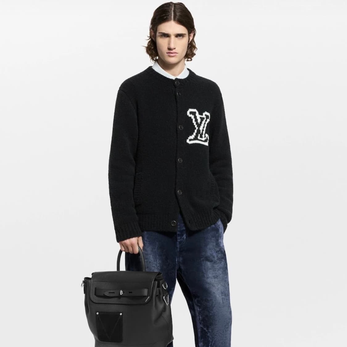 [S+급/XL] 25FW 루이비통 청키 인타르시아 니트 가디건 블랙 상품이미지8