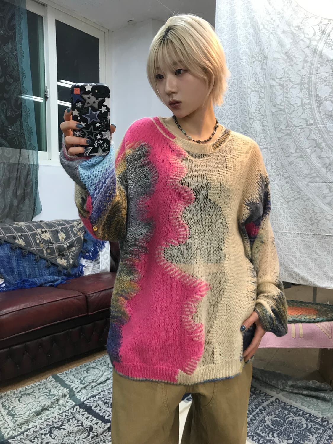 빈티지 멀티컬러 패턴 니트  상품이미지1