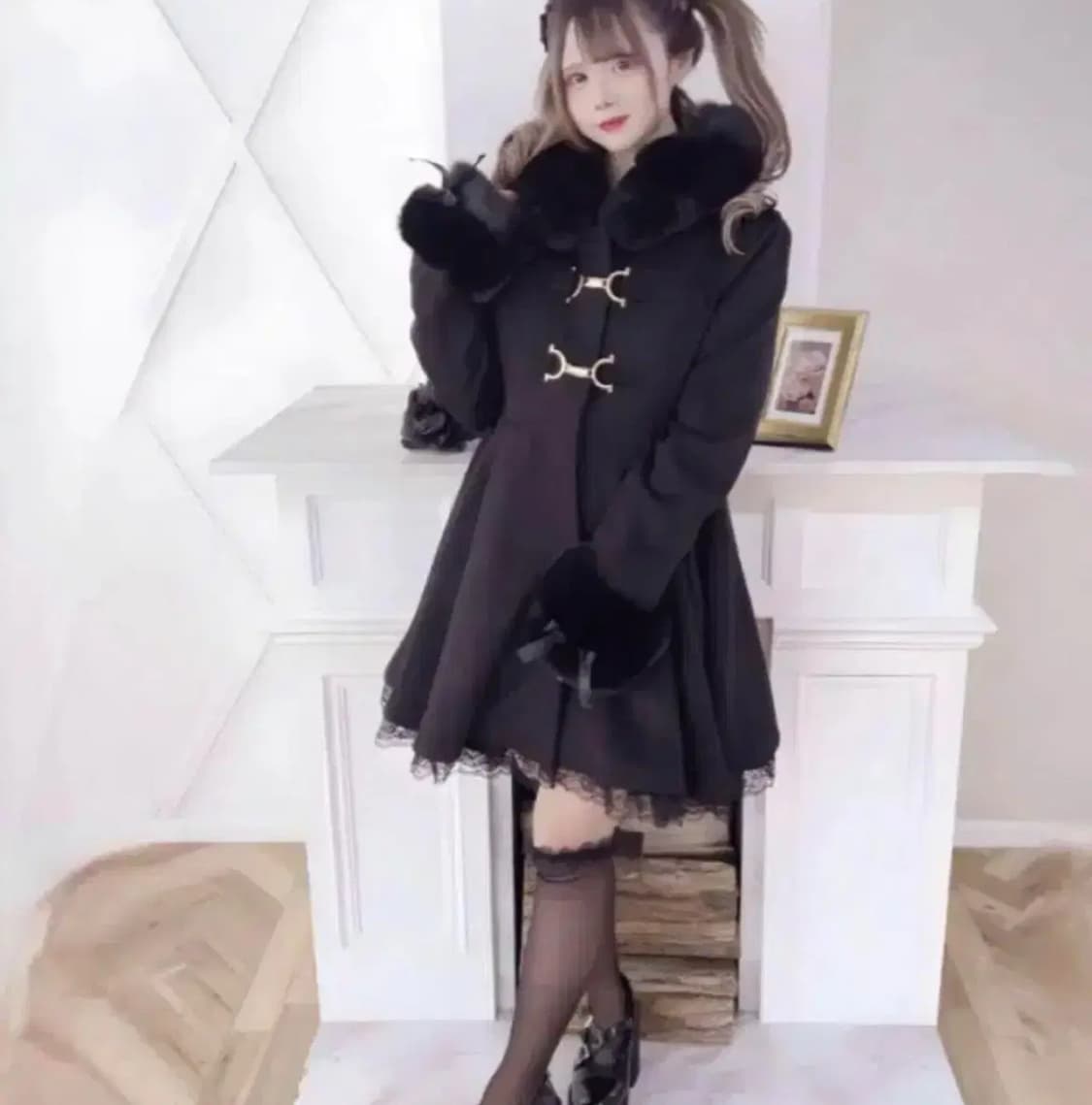 Ma*rs 마즈 버클 블랙 롱코트 상품이미지1