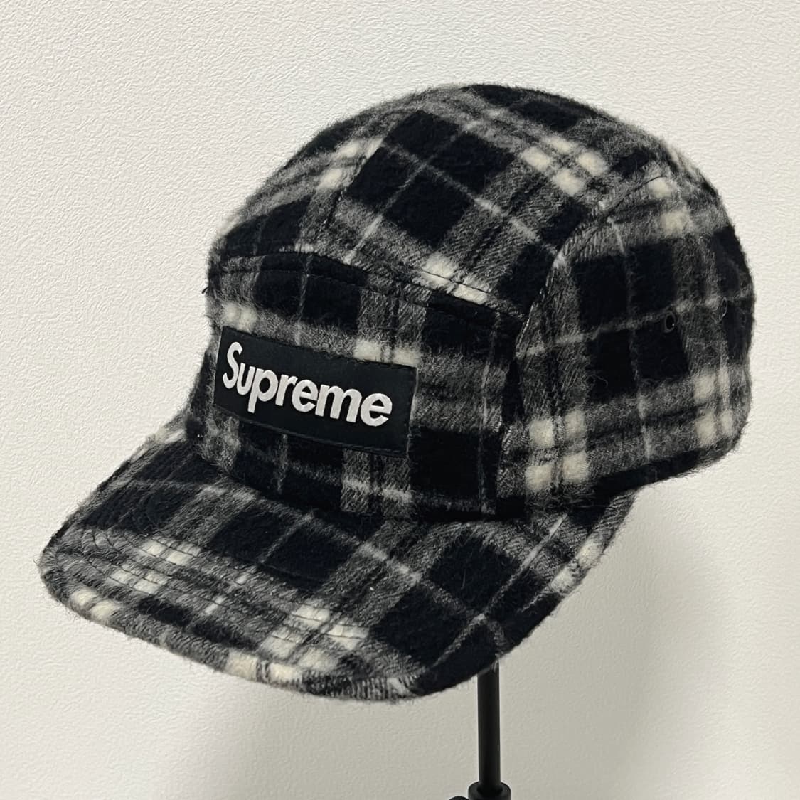 슈프림 2007 울 글랜 체크 캠프캡 블랙 상품이미지1