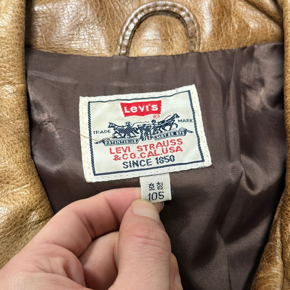 90s 리바이스 코리아 카우하이드 100% 소가죽 싱글 자켓 상품이미지9