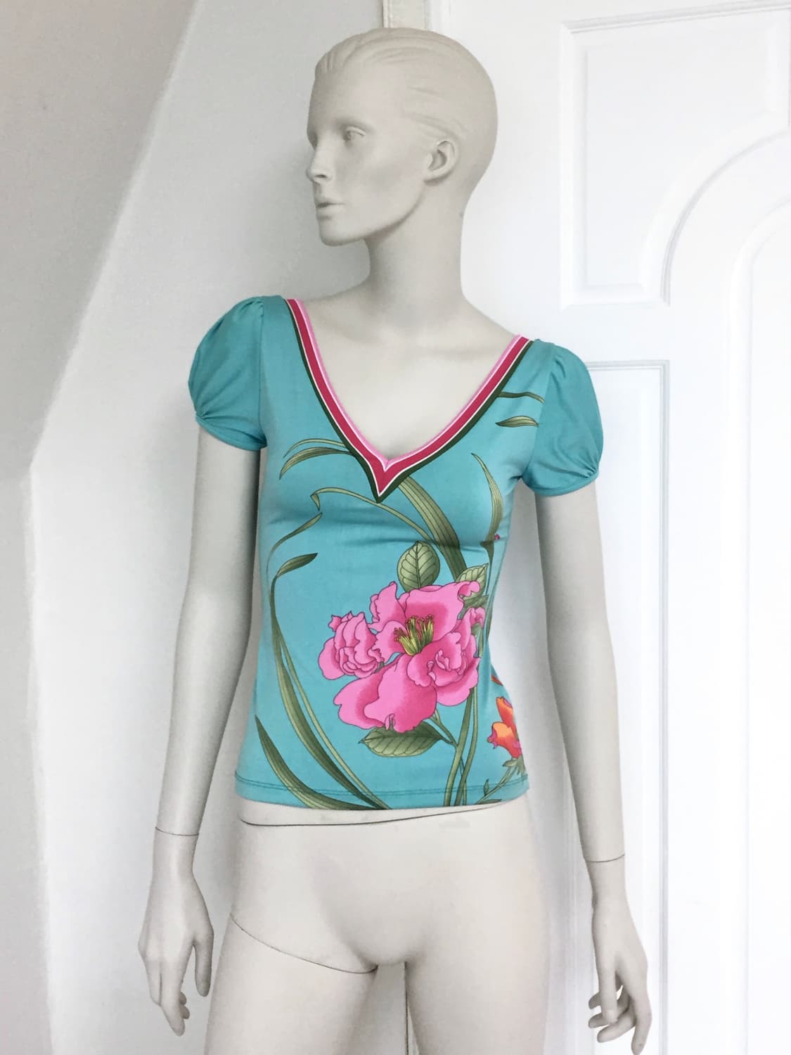 Antique Flower Print Puff Top 상품이미지3