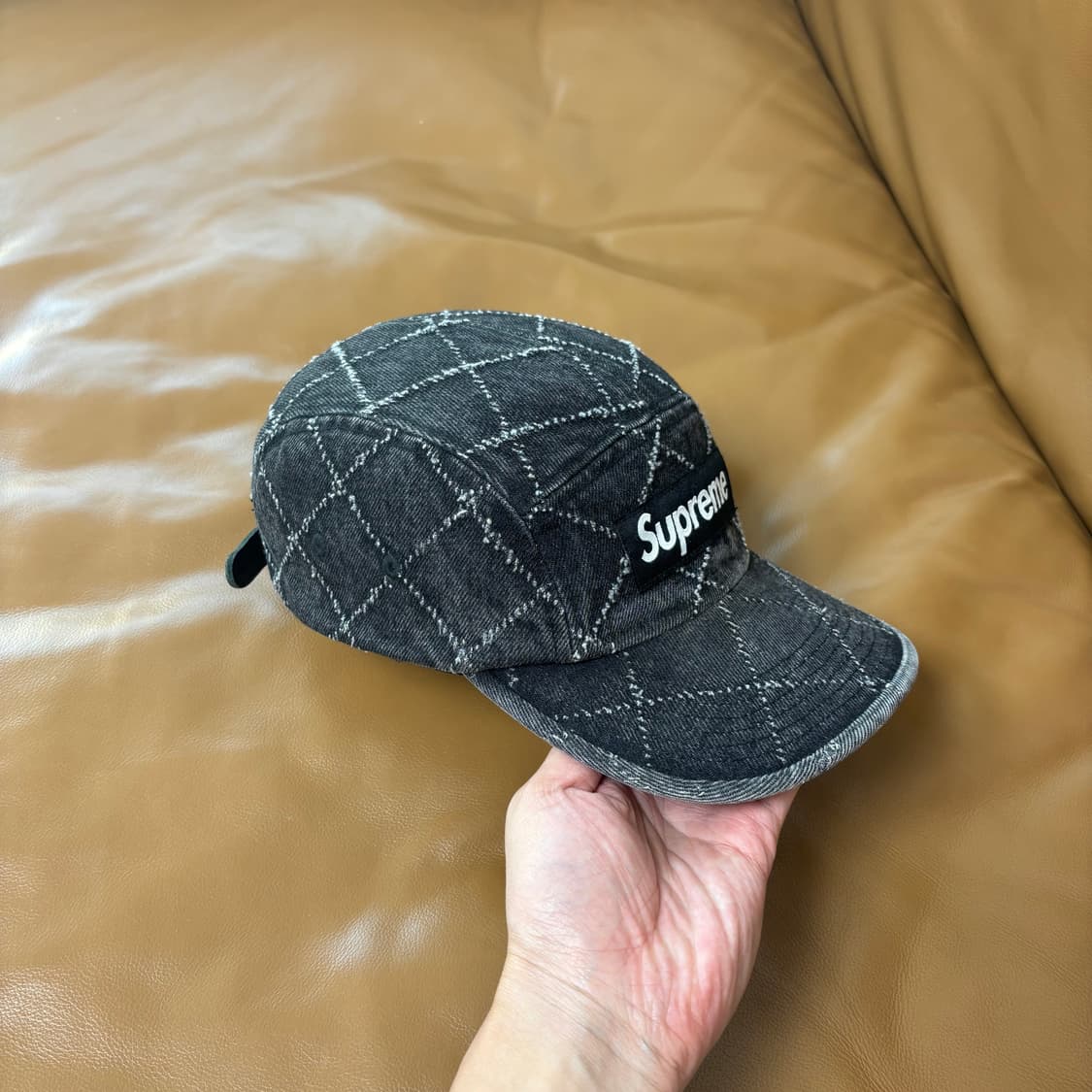 Supreme 슈프림 펀치드 데님 블랙 캠프캡 모자 Denim Black 상품이미지4