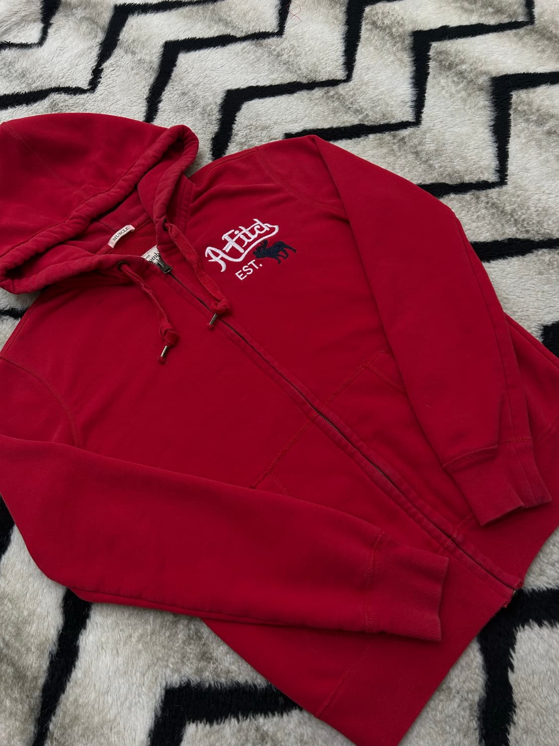 [M]아베크롬비 후드집업/레드/기모 상품이미지2