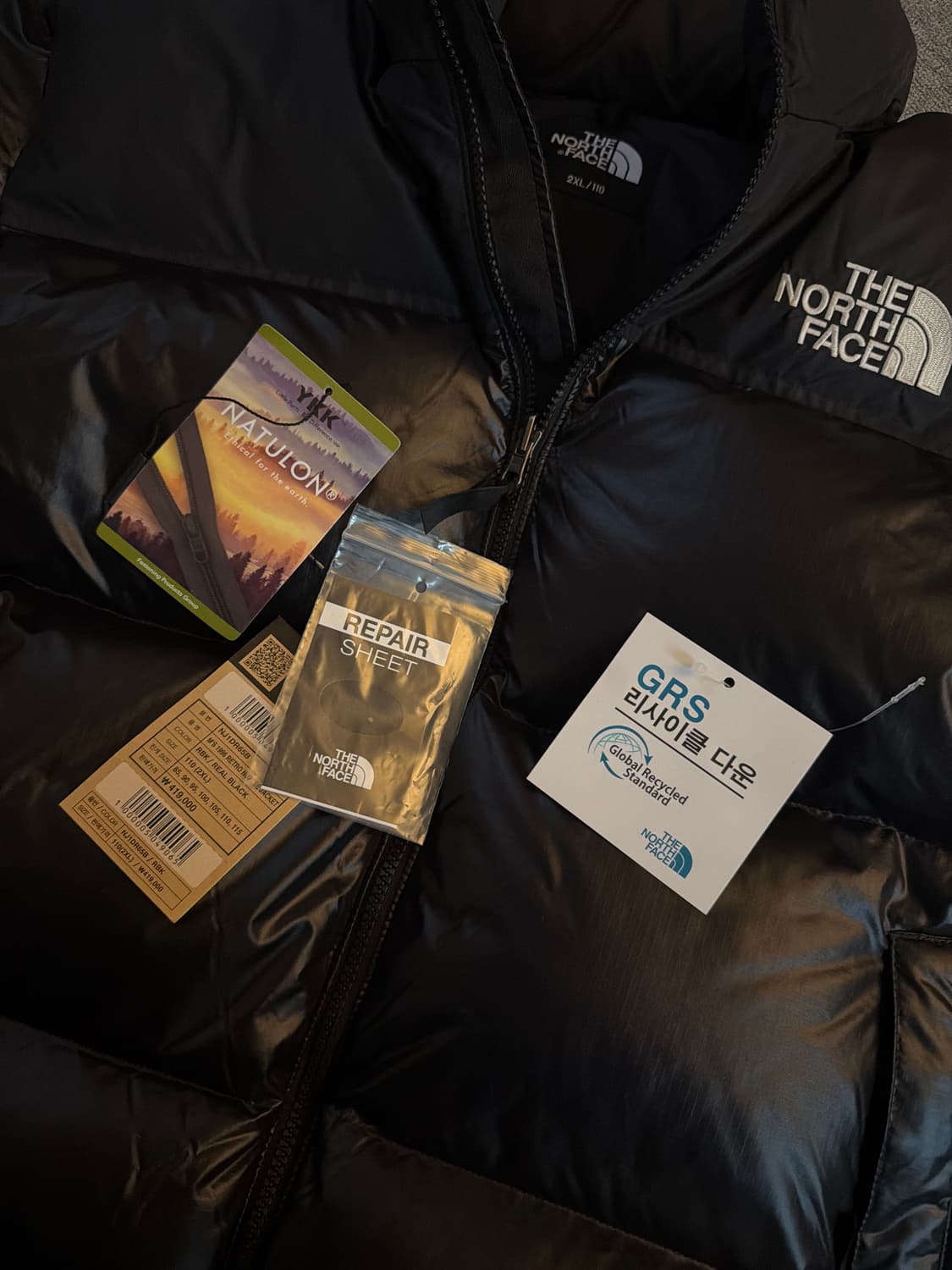 노스페이스 눕시 다운 자켓 블랙 패딩 2XL/110 새상품급 상품이미지6