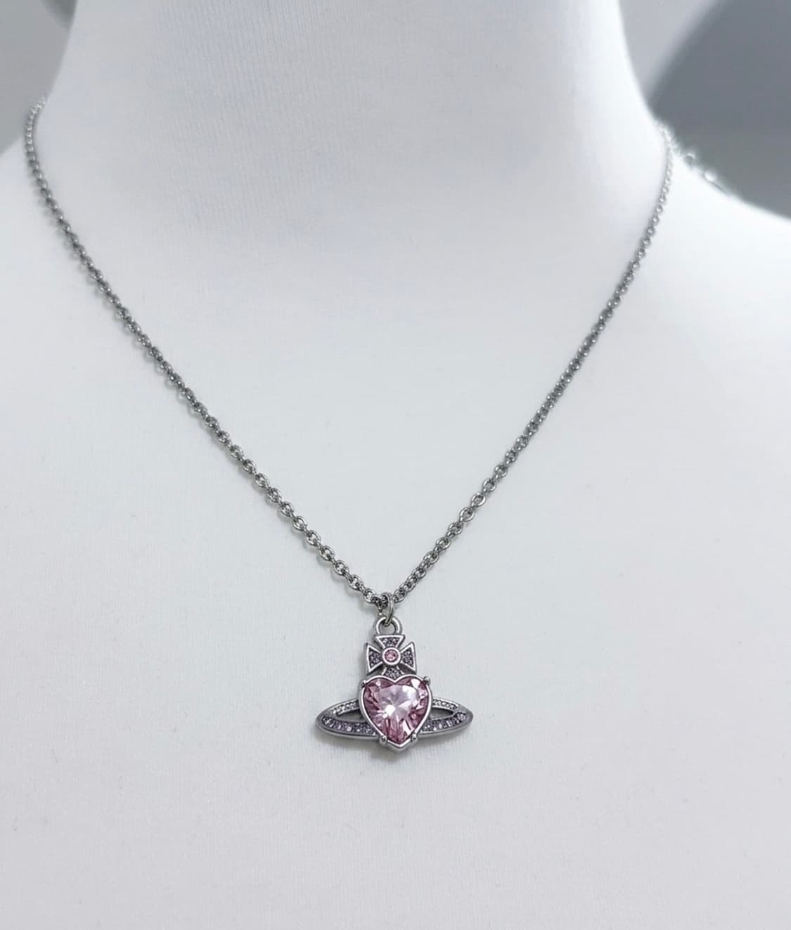 비비안웨스트우드 목걸이 아리엘라 크리스탈 핑크 실버 목걸이 상품이미지1