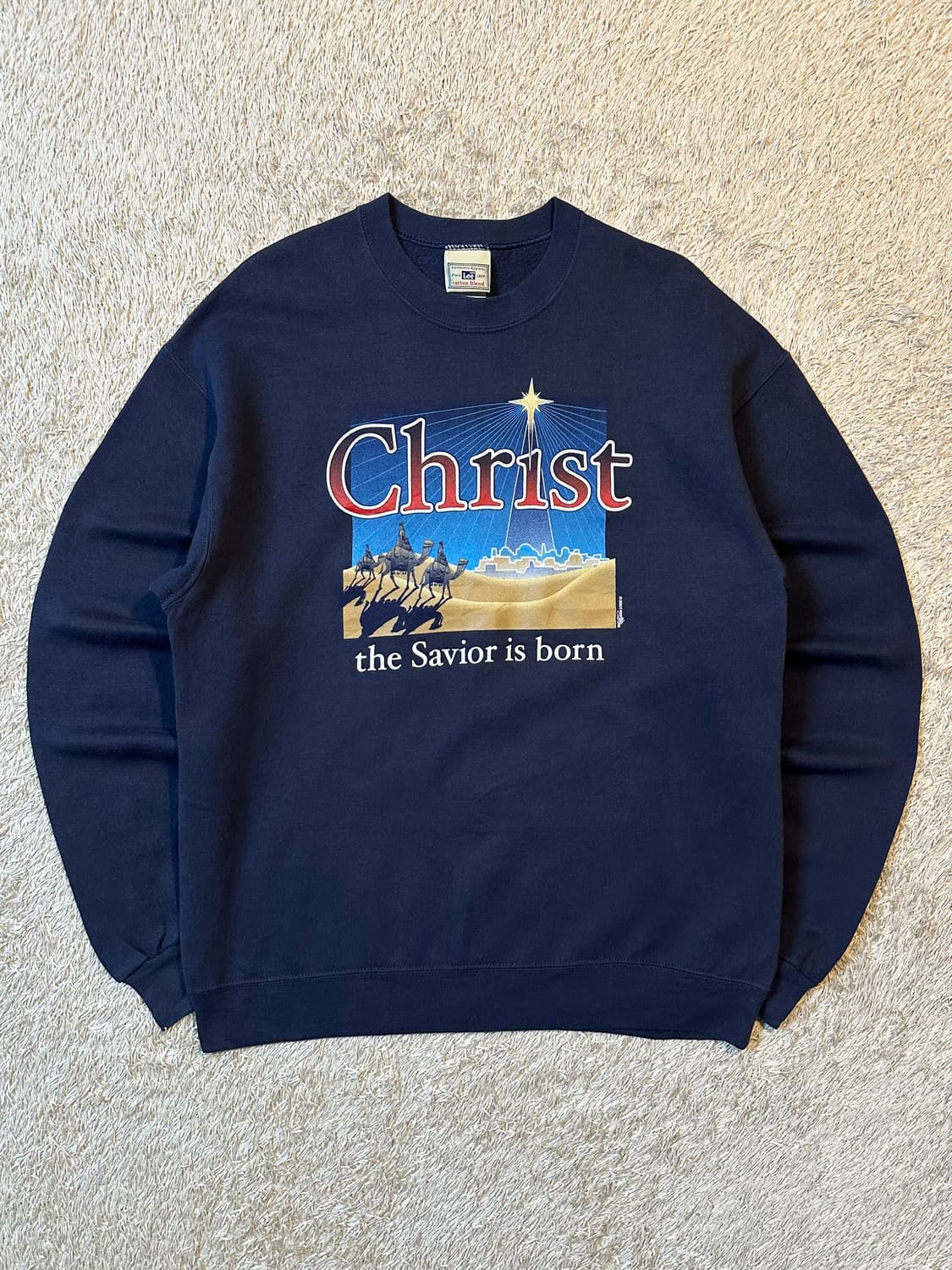 90's 리 LEE 올드스쿨 Christ 프린팅 맨투맨 네이비 상품이미지1