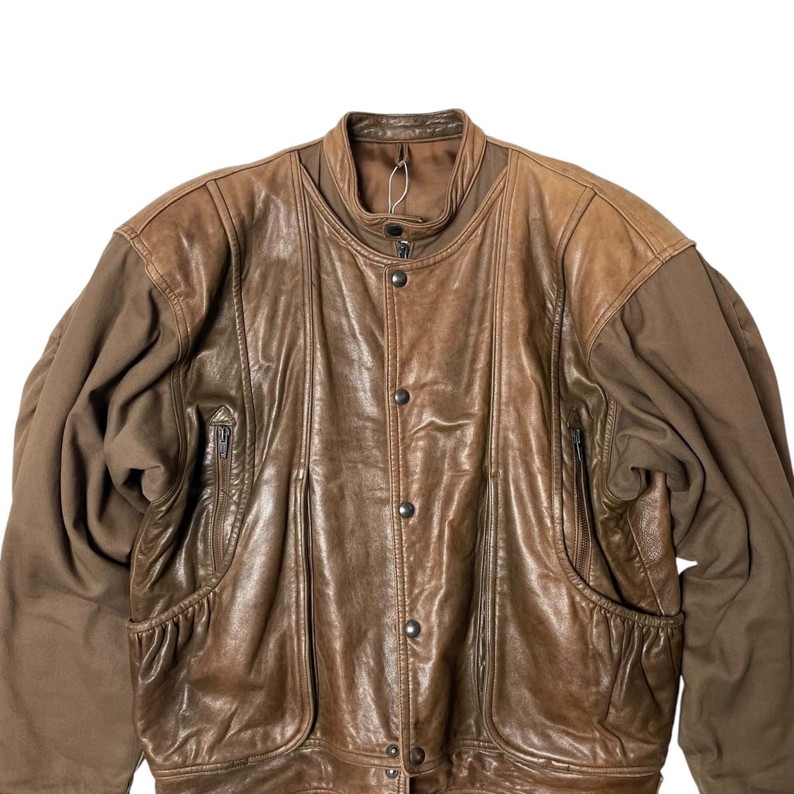 레더 트윌 코튼 레이어드 봄버 (italy made) 상품이미지2